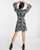 ASOS DESIGN ASOS DESIGN pleated mini wrap dress in monochrome floral-Multi - 4