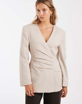 ASOS DESIGN ASOS DESIGN pleated waist blazer in stone-Neutral