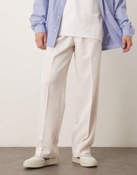 ASOS DESIGN ASOS DESIGN pleated wide leg dress pants with double belt loops in white