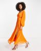 ASOS DESIGN ASOS DESIGN pleated wrap button detail maxi dress in orange - 1