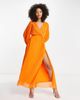 ASOS DESIGN ASOS DESIGN pleated wrap button detail maxi dress in orange - 4
