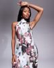 ASOS DESIGN ASOS DESIGN plisse halter tie maxi dress in dark floral-Multi - 4