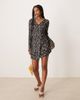 ASOS DESIGN ASOS DESIGN plisse long angel sleeve wrap front mini dress in daisy print-Multi - 1