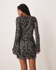 ASOS DESIGN ASOS DESIGN plisse long angel sleeve wrap front mini dress in daisy print-Multi - 2
