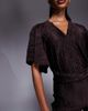 ASOS DESIGN ASOS DESIGN plisse plunge short sleeve wrap waist jumpsuit in chocolate-Brown - 3
