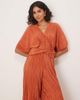 ASOS DESIGN ASOS DESIGN plisse plunge short sleeve wrap waist jumpsuit in rust-Orange - 2