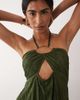ASOS DESIGN ASOS DESIGN plisse ring halter neck bandeau detail top in khaki-Green - 3