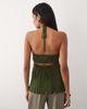 ASOS DESIGN ASOS DESIGN plisse ring halter neck bandeau detail top in khaki-Green - 4
