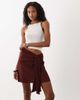 ASOS DESIGN ASOS DESIGN plisse ruched drape detail mini sarong skirt in wine-Red - 1