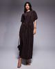 ASOS DESIGN ASOS DESIGN plisse short sleeve wrap tie maxi dress in chocolate-Brown - 1