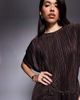 ASOS DESIGN ASOS DESIGN plisse short sleeve wrap tie maxi dress in chocolate-Brown - 2