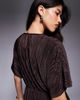 ASOS DESIGN ASOS DESIGN plisse short sleeve wrap tie maxi dress in chocolate-Brown - 4
