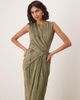 ASOS DESIGN ASOS DESIGN plisse sleeveless wrap tie front maxi dress in khaki green - 2