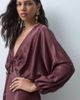 ASOS DESIGN ASOS DESIGN plunge batwing satin mini dress in plum-WHITE - 2