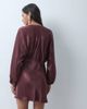 ASOS DESIGN ASOS DESIGN plunge batwing satin mini dress in plum-WHITE - 3
