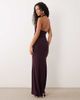 ASOS DESIGN ASOS DESIGN plunge halter neck ruched maxi dress in blackcurrant-PURPLE - 2
