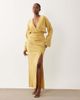ASOS DESIGN ASOS DESIGN plunge maxi dress with wide cuffs and side split in burnished gold-Multi - 1