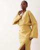 ASOS DESIGN ASOS DESIGN plunge maxi dress with wide cuffs and side split in burnished gold-Multi - 4