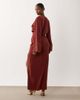 ASOS DESIGN ASOS DESIGN plunge neck maxi dress with wide cuffs and side slit in red - 3