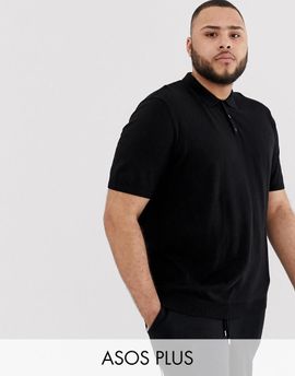 ASOS DESIGN ASOS DESIGN Plus knitted muscle fit polo in black