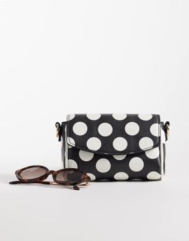 ASOS DESIGN ASOS DESIGN polka dot mini cross body bag with adjustable strap in mono-Multi
