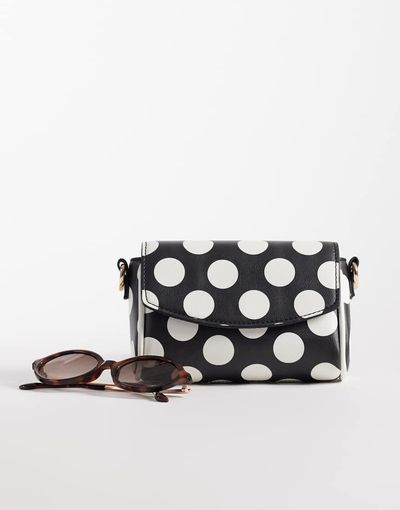 ASOS DESIGN ASOS DESIGN polka dot mini cross body bag with adjustable strap in mono-Multi