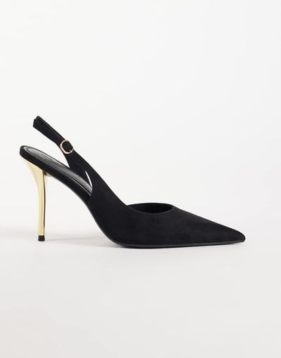 Asos Design Polo Slingback High Stiletto Heel Shoes In Black