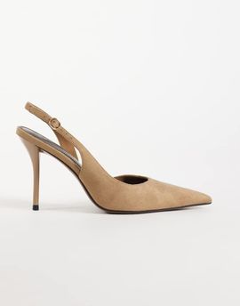 ASOS DESIGN ASOS DESIGN Polo slingback high stiletto heeled shoes in sand suedette-Neutral