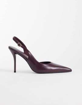 ASOS DESIGN ASOS DESIGN Polo slingback stiletto high heel shoes in burgundy-RED