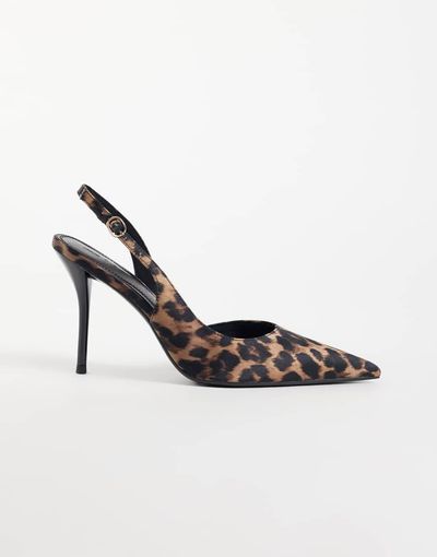 ASOS DESIGN ASOS DESIGN Polo slingback stiletto high heel shoes in leopard-Multi