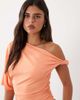 ASOS DESIGN ASOS DESIGN polyamide asymmetrical floaty sleeve top in peachy pink-Orange - 1