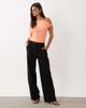 ASOS DESIGN ASOS DESIGN polyamide asymmetrical floaty sleeve top in peachy pink-Orange - 3