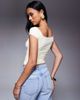 ASOS DESIGN ASOS DESIGN polyamide off the shoulder ruched top in buttermilk-Yellow - 4
