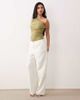 ASOS DESIGN ASOS DESIGN polyamide ruched twist side cut away draped top in khaki green - 2