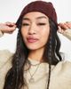 ASOS DESIGN ASOS DESIGN polyester cable knit beanie in burgundy-Red - 3