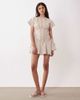 ASOS DESIGN ASOS DESIGN poplin short sleeve mini dress with ruching tie waist detail in tan stripe-Multi - 2
