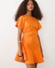 ASOS DESIGN ASOS DESIGN poplin short sleeve mini dress with ruching tie waist detail in tangerine orange - 2