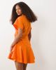 ASOS DESIGN ASOS DESIGN poplin short sleeve mini dress with ruching tie waist detail in tangerine orange - 4