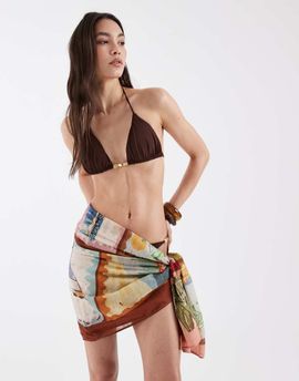 ASOS DESIGN ASOS DESIGN Posey Positano maxi sarong in postcard print-Multi