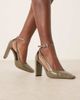 ASOS DESIGN ASOS DESIGN Posie high block heel shoes in olive croc-Green - 1