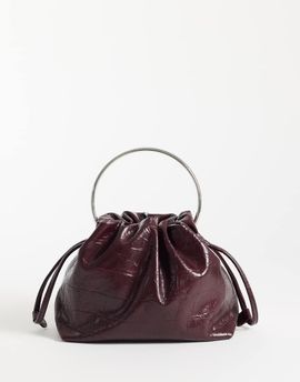 ASOS DESIGN ASOS DESIGN pouch grab with metal handle in burgundy croc-RED