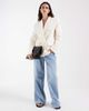 ASOS DESIGN ASOS DESIGN power shoulder double breasted blazer in cream-White - 1