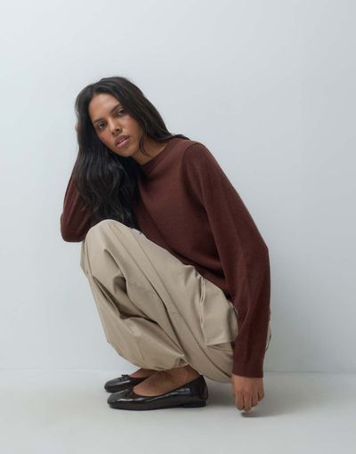ASOS DESIGN ASOS DESIGN premium 100% merino wool crew neck sweater in chocolate-Brown