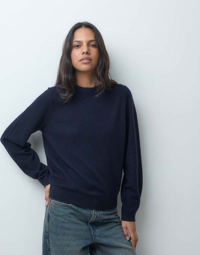 ASOS DESIGN ASOS DESIGN premium 100% merino wool crew neck sweater in navy