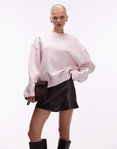 ASOS DESIGN ASOS DESIGN premium 500gsm cocoon sleeve sweatshirt in pink-No color