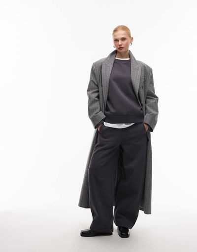 ASOS DESIGN ASOS DESIGN premium 500gsm seamed barrel leg sweatpants in charcoal-Gray