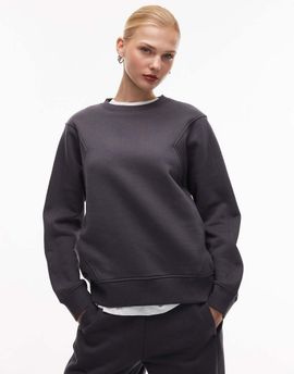 ASOS DESIGN ASOS DESIGN premium 500gsm seamed sweatshirt in charcoal-Gray