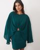 ASOS DESIGN ASOS DESIGN premium batwing mini dress with ruched skirt in teal-Navy - 2
