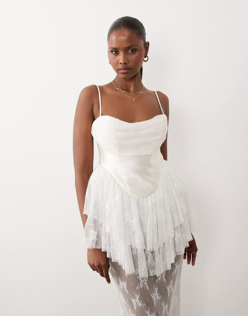 asos cream lace dress DESIGN Yours Women's Plus Size multifeeds Polka dot dress with back straps Length:64[+$4.99]