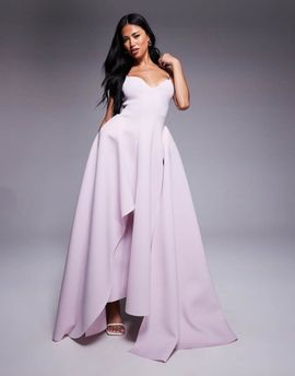 ASOS DESIGN ASOS DESIGN Premium cami straps midi dress with full hem sweep and asymmetric hem detailing in lilac scuba-style fabric-Purple
